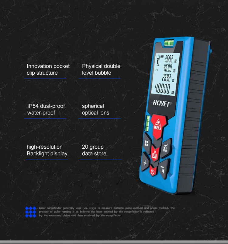 Mileseey S2 40M Laser Distance Meter Rangefinder Measuring Blue Accuracy 2mm Maximum Area/volume Tester Tool
