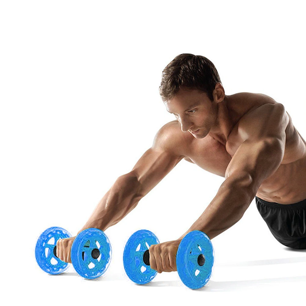 2PCS Wheel Roller Push Up Home Equipment Waist Trainer Mute Abdominal Gym Double Exercises With Pad Fitness Slimming