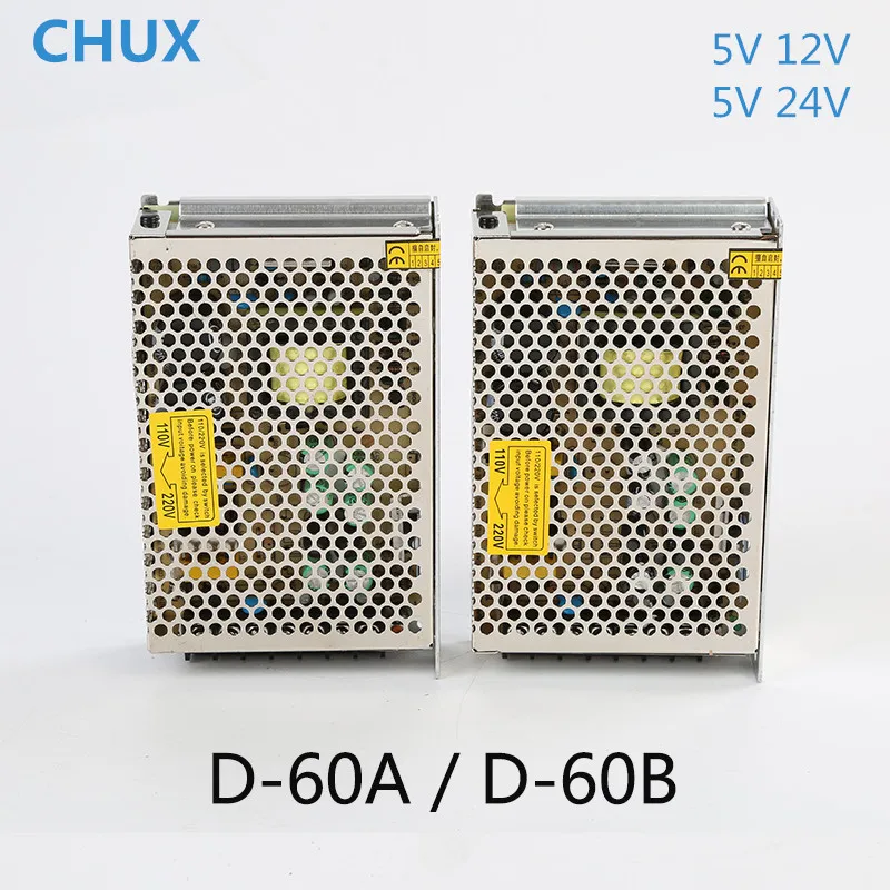 Chux-fonte de Alimentação Interruptor de Saída Dupla 60w 5v 12v 24v Cabeças Smps para Faixa de Luz Led