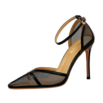 

Mesh Pointed Toe Lady Dress Shoes Women Pumps Festival Party Wedding Shoes Formal Pumps Stilettos High Heels Sandals FIS265