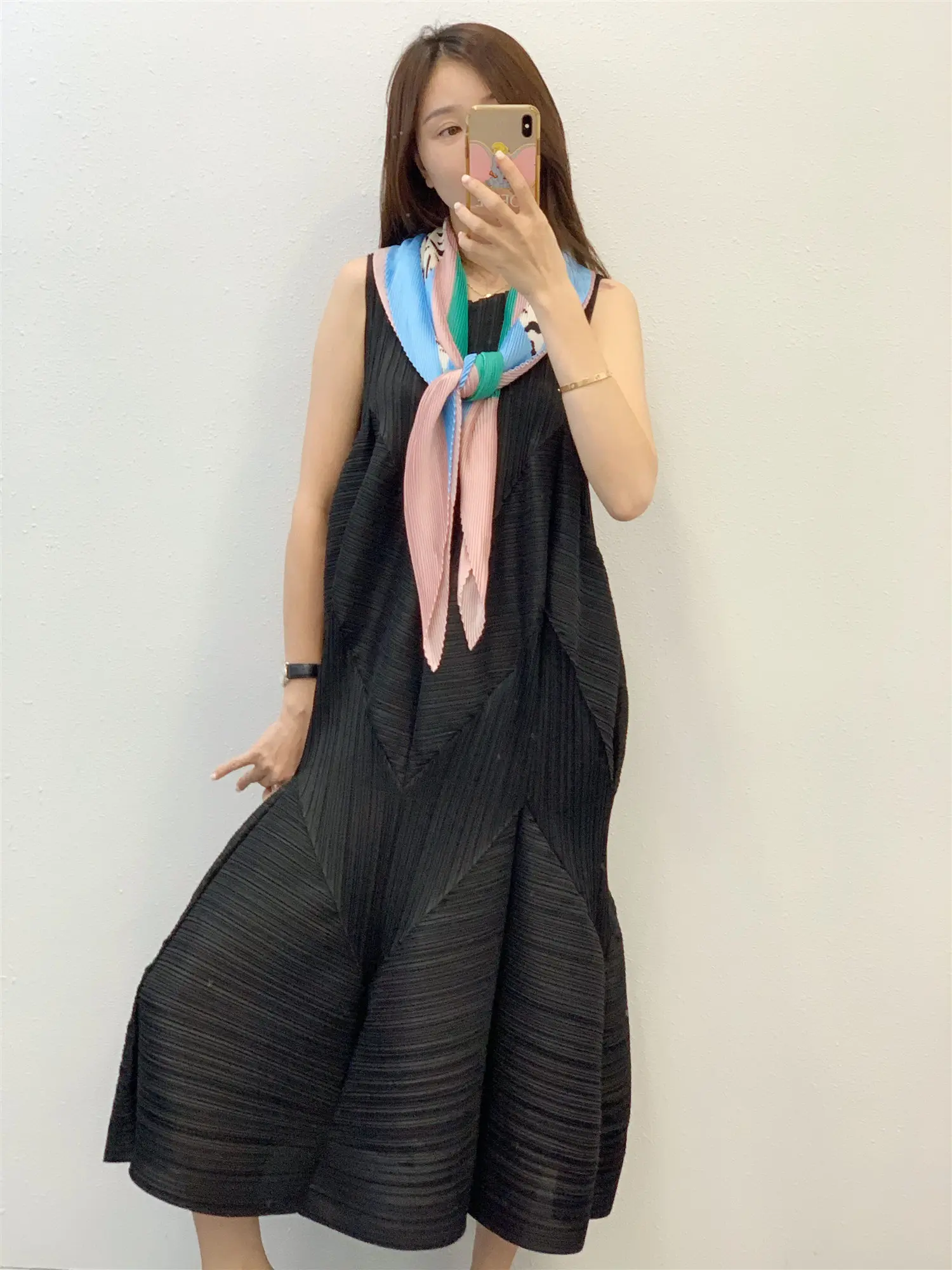 Женский шарф Issey fold style шифон Солнцезащитная шаль Осень-зима произвольный Шелковый шарф
