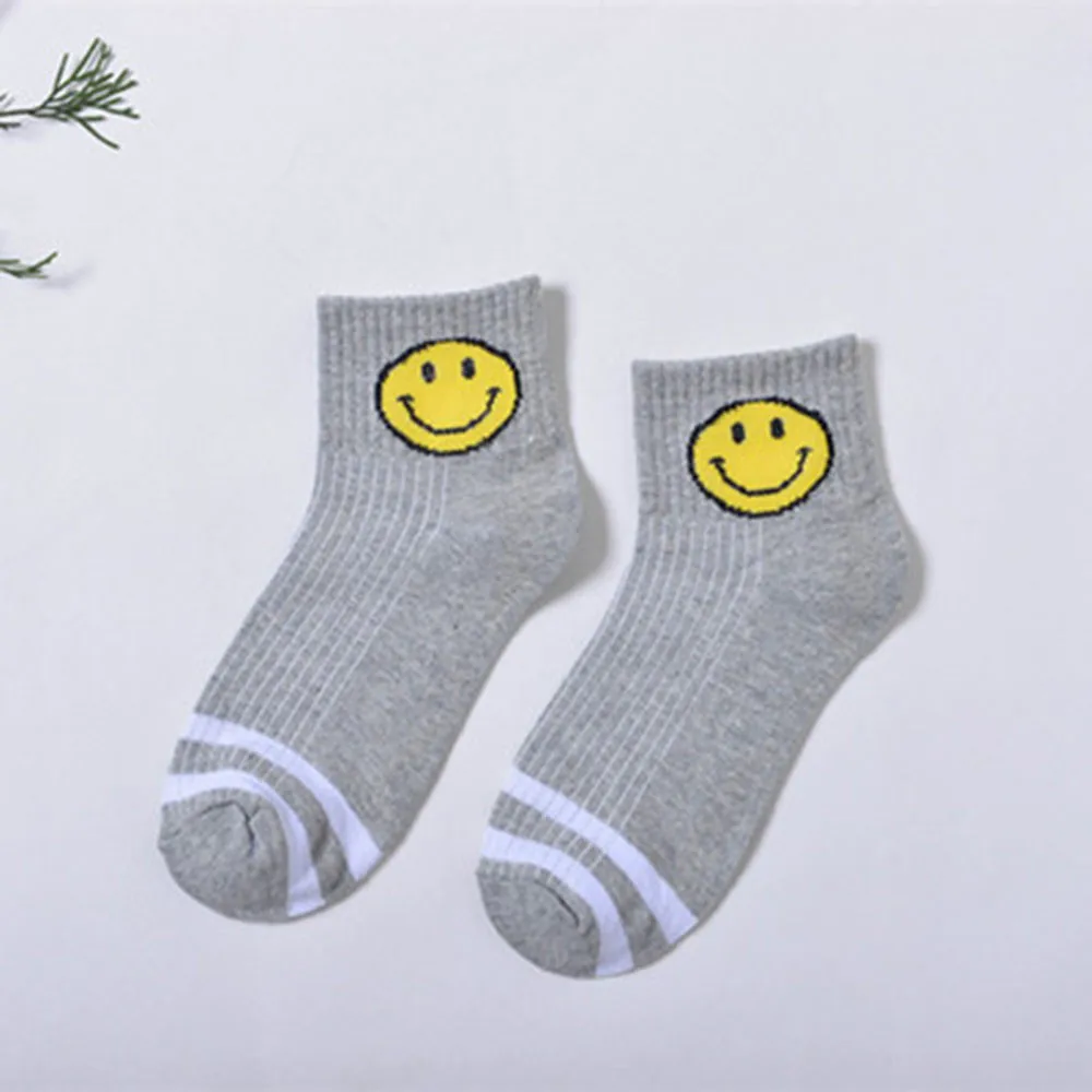 Smiley short tube striped socks comfortable breathable casual slippers socks quality autumn winter men women daily