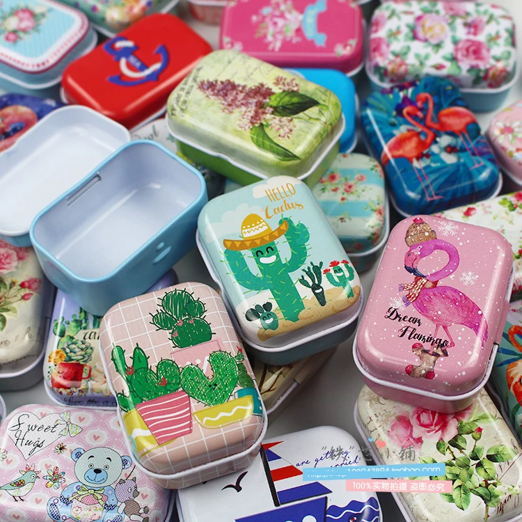 

1Pc Colorful mini tin box sealed jar packing boxes jewelry, candy box small storage boxes cans coin earring 5.5*3.8*2.5cm R1041