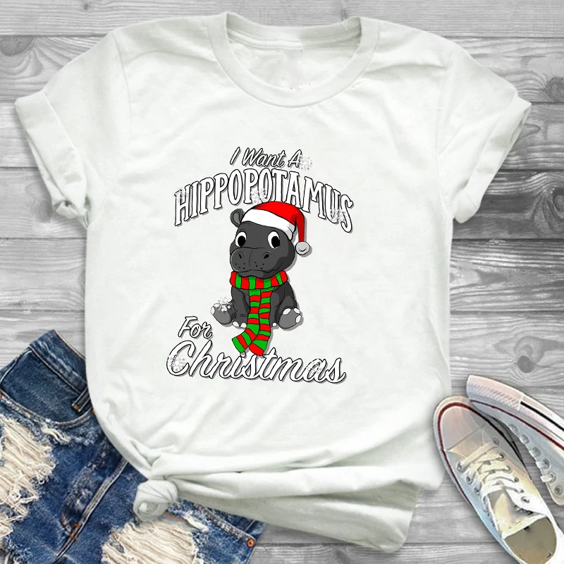 Женская графическая футболка с рисунком динозавра, елки, Счастливого Рождества, женская футболка, футболка, футболки, футболки, женская модная одежда