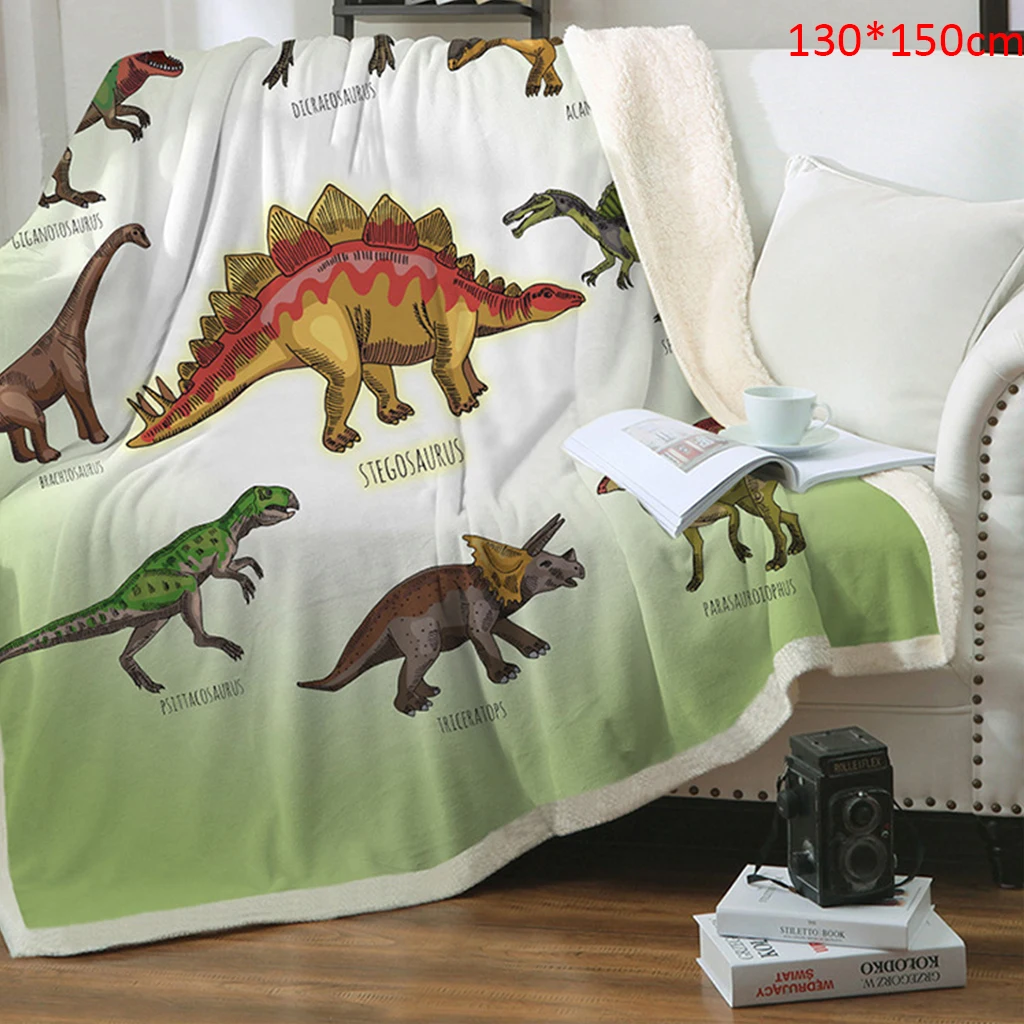 Soft Warm Coral Fleece Blanket Dinosaur Family Blanket For Kids Cartoon Microfiber Dinosaur Plush Blanket On Bed Sofa Bedding