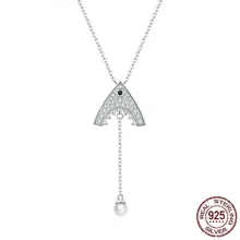Silver 925 Shark Pendant Necklace for Women Statement Wedding Jewelry 925 Sterling Silver Pearl Luxury Jewelry SCN369(China)