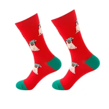 Удобные носки без пятки для мужчин и женщин; повседневные зимние хлопковые дышащие носки до середины икры с героями мультфильмов; эластичные спортивные теплые носки с принтом на Рождество