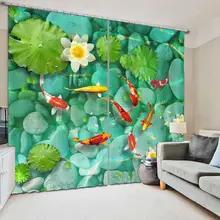 カスタマイズ素朴なカーテン魚熱絶縁ブラックアウトリビングルーム寝室キッズルーム窓キッチンカーテン(China)