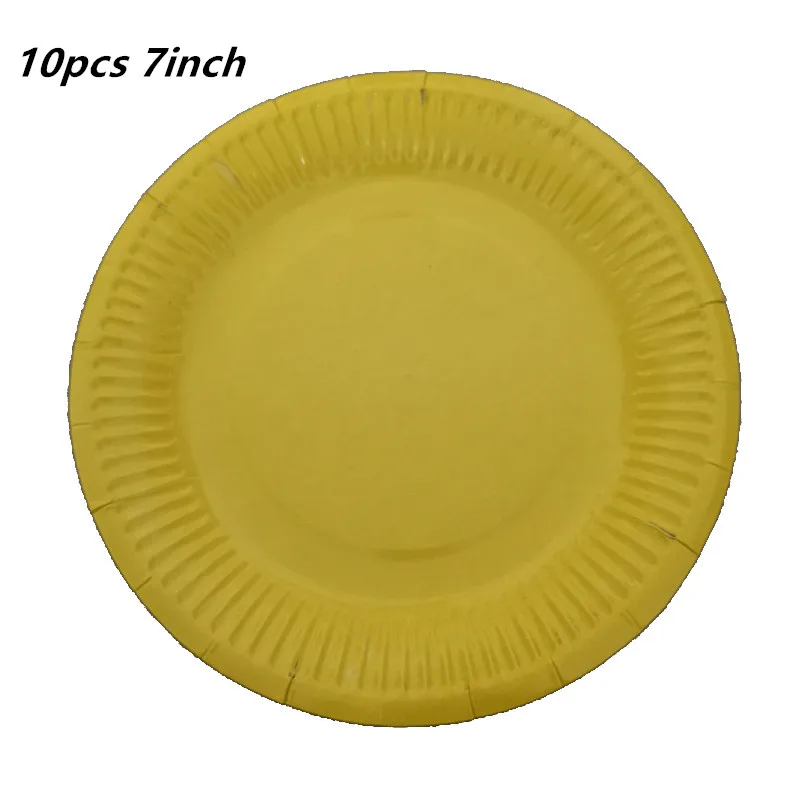 

7inch 10PCS/LOT Multi-Colored Disk Disposable Plates Cake Paper Pan DIY Decoration Kids Birthday Party Wedding Tableware Supply