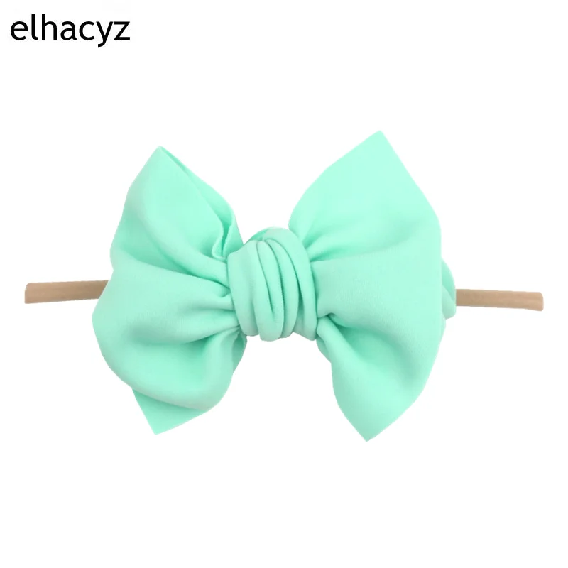 

1P 2024 New Chic 4.5 Inch Molded Foam Bow Nylon Elastic Headband Girls Solid Bow Hairband Kids Hair Accessories