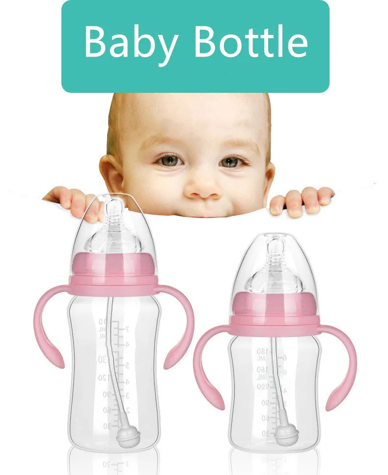 1 шт PP бутылочка для кормления ребенка безопасная пластиковая BPA бесплатно противоскользящая Детская Бутылочка для молока 320 мл с соломинкой для бутылочки для кормления младенцев