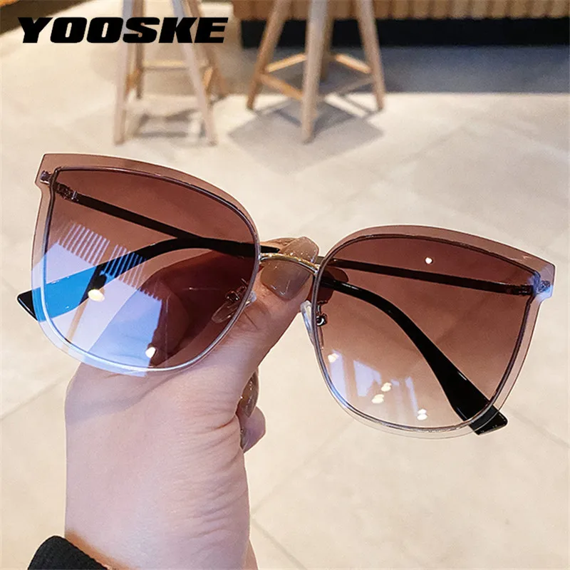 

YOOSKE Fashion Metal Rimless Sunglasses Women Gradient Color Sun Glasses Ladies Frameless Cateye Eyeglasses Vintage Eyewears