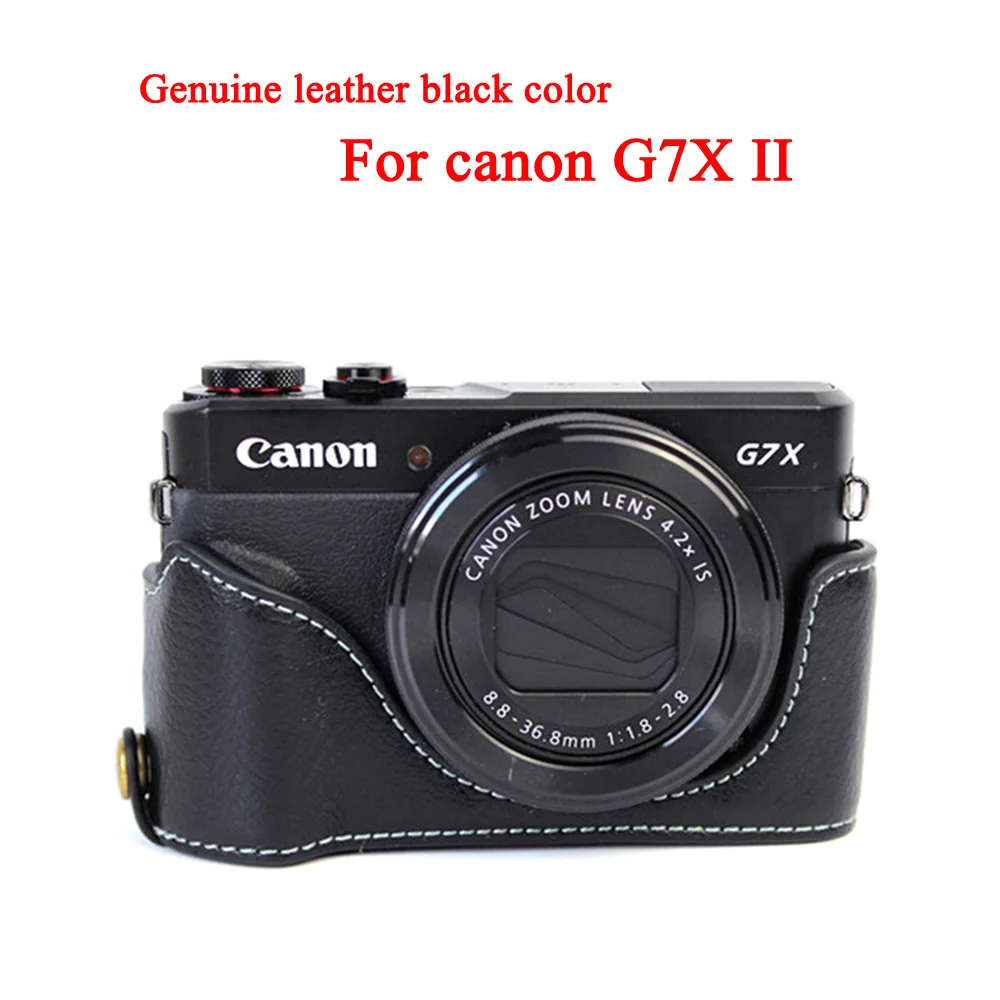 Чехол для камеры из искусственной кожи для Canon Powershot G7X II G7X mark 2 G7XII G7X3 G7X III - Color: G7XII Leather Black