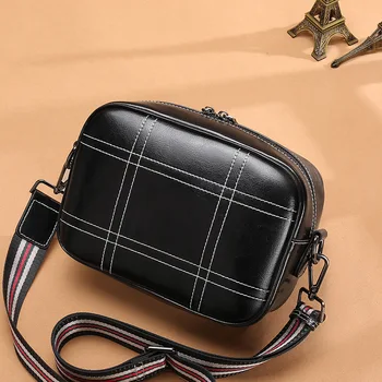 

Women 's Leather Bags 2020 New Leisure Wild Shoulder Bag Messenger Bag Double- Shoulder Strap Color Wax Cowhide