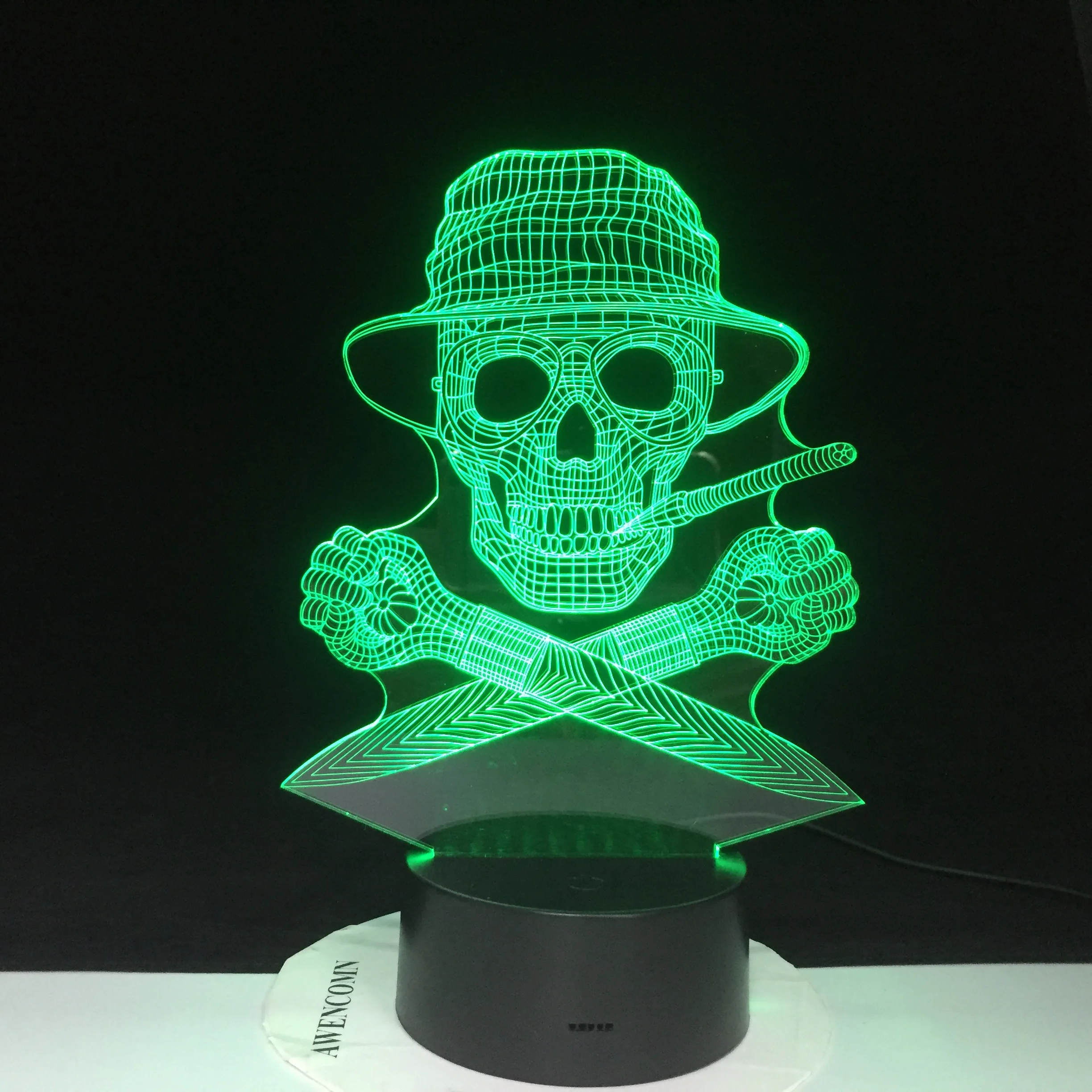 Скелет пирата 3D лампа светодиодный USB креативный Череп 3d ночник 7 цветов изменить акриловый пульт дистанционного сенсорного переключателя настольная лампа 3390
