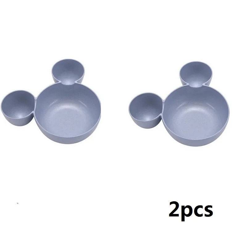 2 шт./компл. мультфильм Мышь тарелка «Микки Маус» посуда тарелка для детей новорожденных рисовая миска для питомца Пластик блюдо для закусок посуда Ланч-бокс - Color: 2pcs blue bowl
