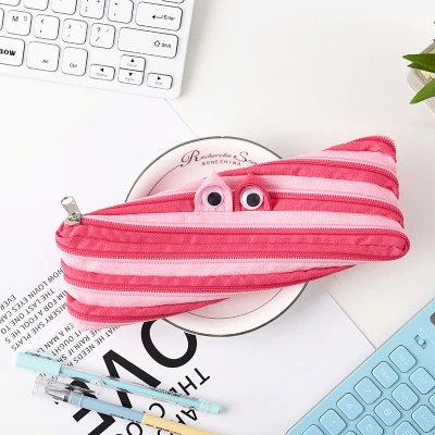 Kawaii молния монстра пенал; Забавный молния коробка для карандашей сумка для детей мальчиков девочек большие Канцтовары обратно в школьный подарок поставки - Цвет: Pink Rose Pink
