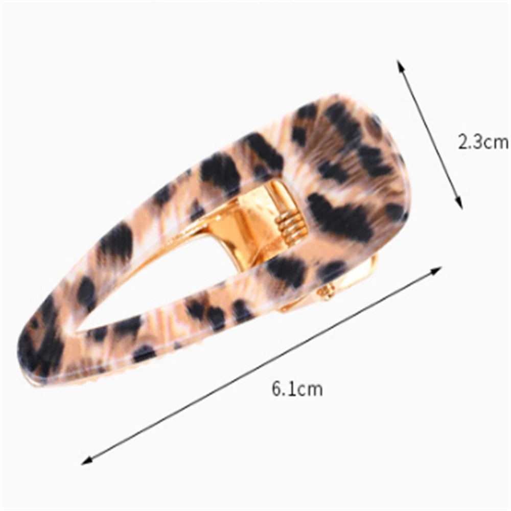 New Fashion Leopard Acrylic Hair Clips for Women Print Waterdrop Barrettes Hairpin Bangs Clip Headddress Hair Accessories