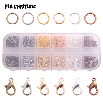 

1 Box 4 Styles 7 Color Lobster Clasp Open Jump Rings Split Rings Link Loop For DIY Jewelry Making Findings Connector
