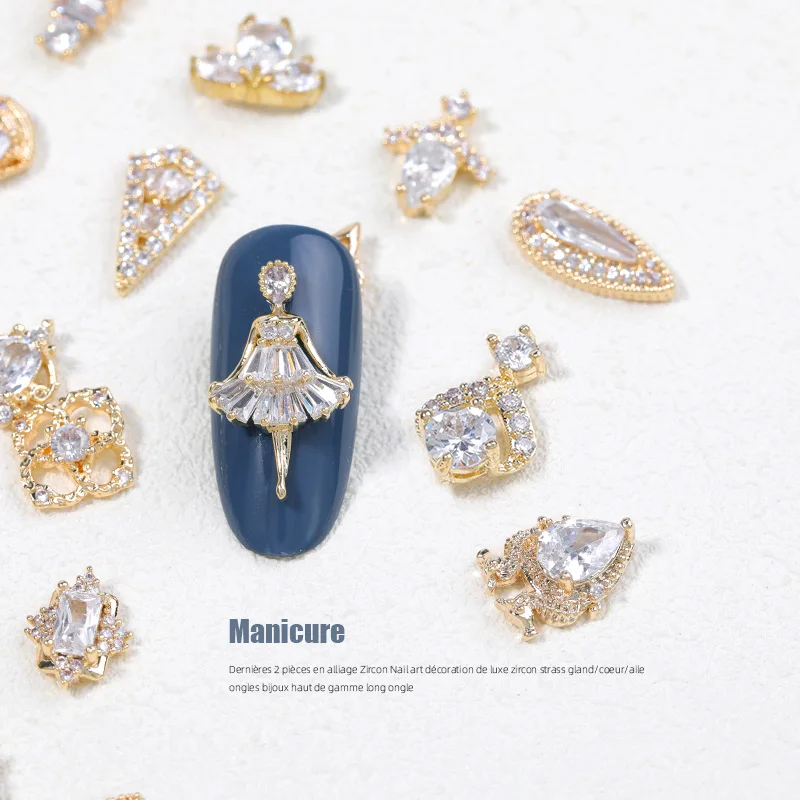 

2 pieces water drop Crystal Dangle Chain Charms Nail Jewelry Decorations 24 type luxury Zircon Crystal Rhinestones For Nails