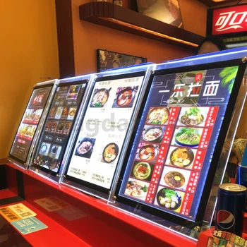 

10PCS Ultra Sim Fast Food Store Desk Top Stand Acrylic Frame LED Illuminated Edge Menu Display Light Box A4 Size