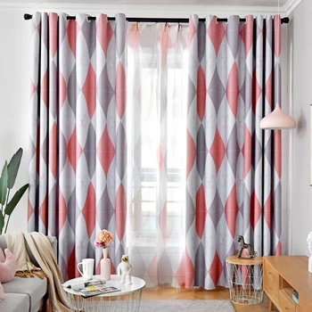 

Nordic Style Diamond-shaped Curtains Fabric Shade Bedroom Living Room Finished Tulle for Kitchen Window Drapes Simple