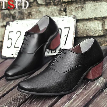 

Fashion Man Loafers Slip-on Leather Sneakers Luxury Leather Men Shoes Increase Moccasins Men Dress Shoes Summer Black Heels Y15