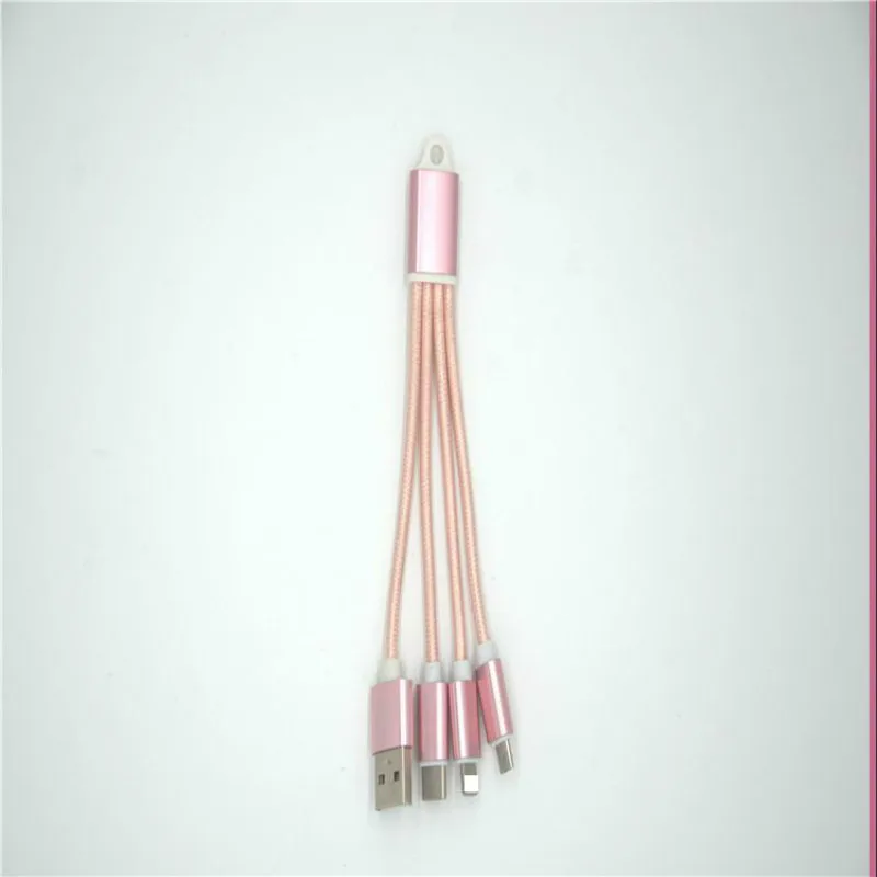 USB кабель 3 в 1 для iPhone 11 XS X 8 зарядный Micro Type C портативный брелок ключей шнур