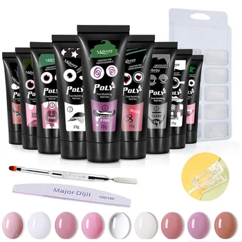 

9 Colors 15ml UV Gel Varnish Nail Polish Quick Building Gel For Nails Extensions Double-end Brush Pusher Nail File Nail Clip