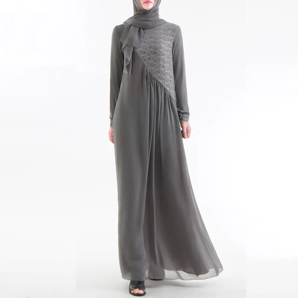 Длинное платье Abaya в мусульманском стиле для женщин кружевное Сетчатое Макси