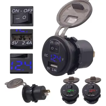 

Universal LED Voltmeter Display Car Boat Motorcycle Single USB Charger Voltmeter with Switch Motorcycle Electronic Accessories