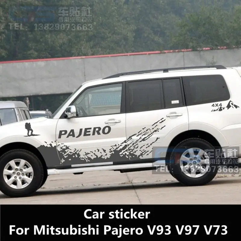 Серый Автомобильная наклейка для Mitsubishi Pajero V93 V97 внешний вид декоративная цветная полоса для кузова Pajero V73 автомобильные внедорожные наклейки для автомобилей - Название цвета: Серый