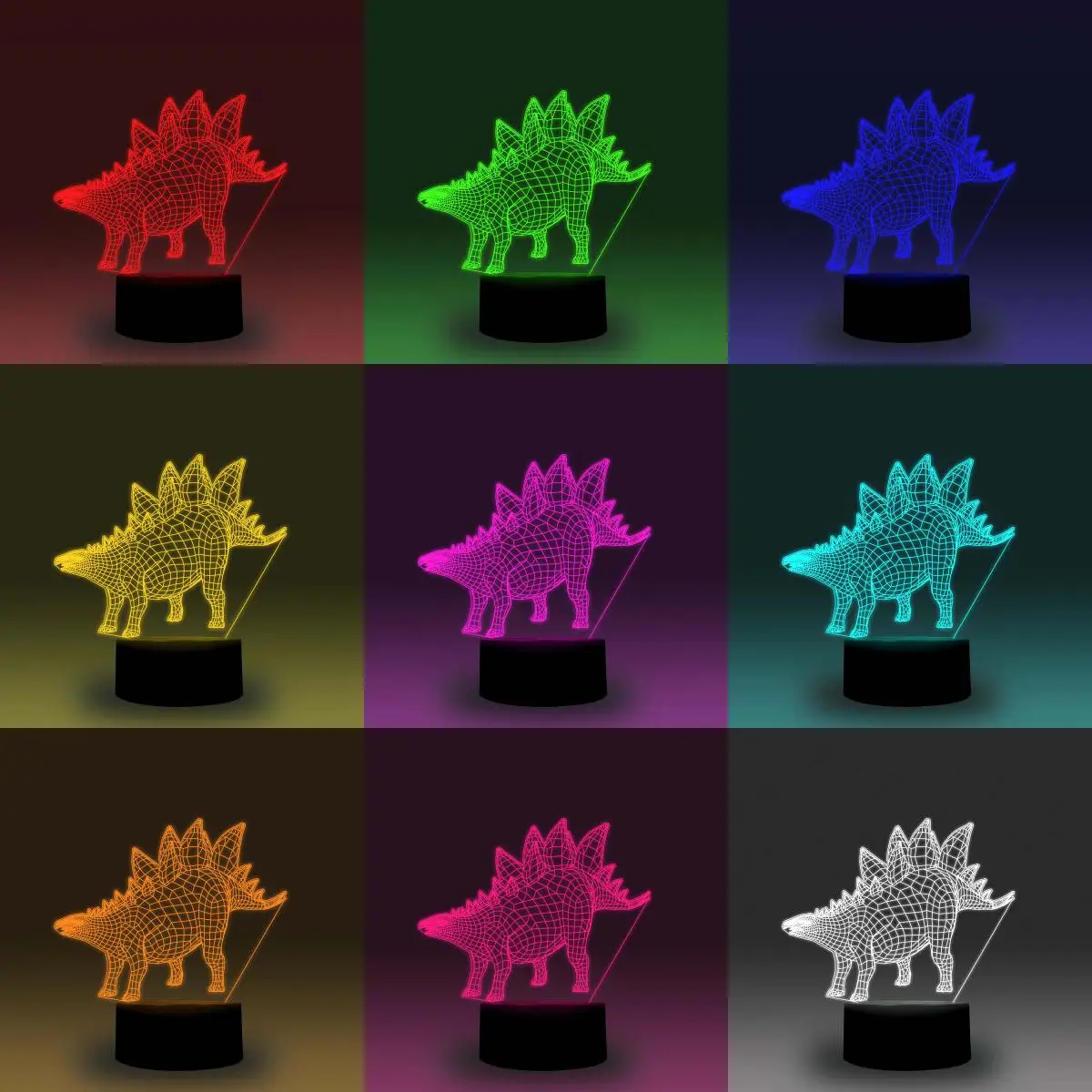 NiteApps Stegosaurus динозавр 3D RGB светодиодный ночник настольная лампа иллюзия Лампа подарок на день рождения приложение/сенсорное управление
