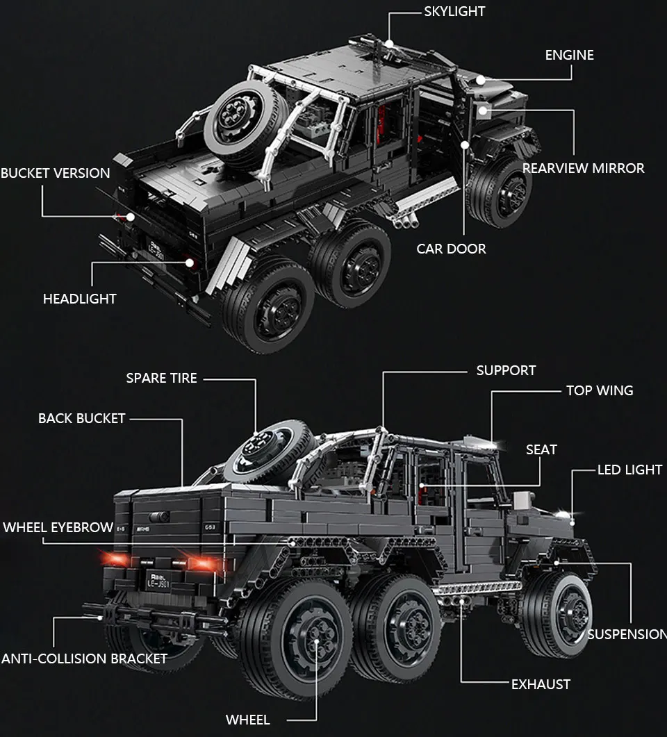 6X6 Land Cruiser Technic G63 SUV автомобиль Benz строительные блоки наборы подарки на день рождения игрушки для детей MOC 3300 шт городской автомобиль