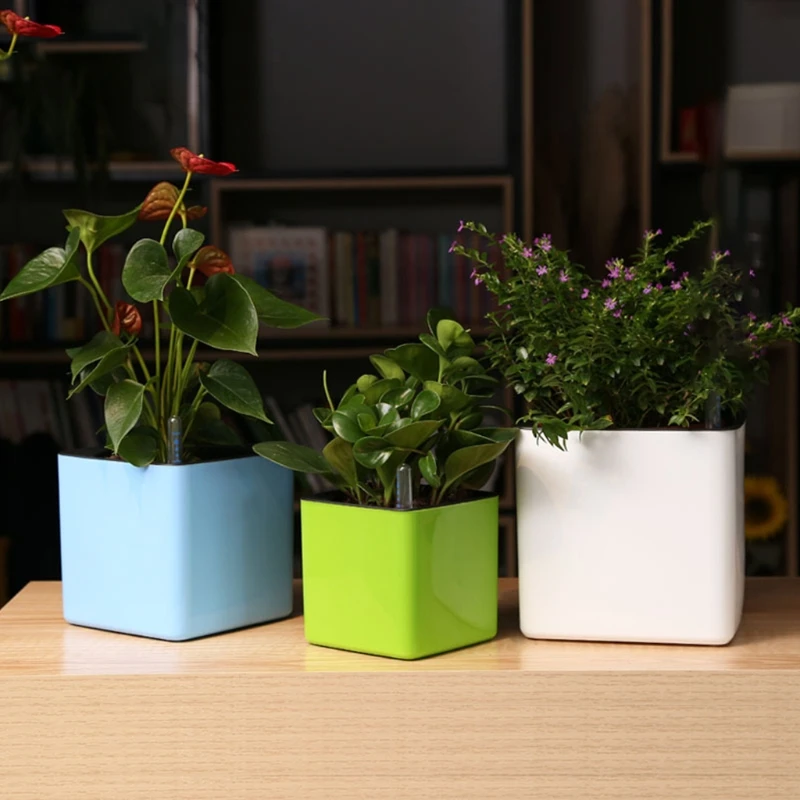 D7WA Garden Flower Pot Self Watering Succulents Plant Starter With Water Level Indicator Indoor Outdoor Decorations flower pot hydroponic flower pot plant pot