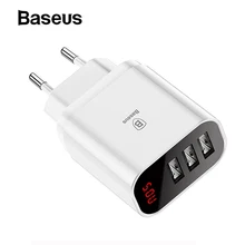Baseus светодиодный цифровой 3 Порты USB Зарядное устройство ЕС Подключите мобильный телефон для быстрой зарядки стены Зарядное устройство 3.4A Max для iPhone X 8 7 samsung S9 S8