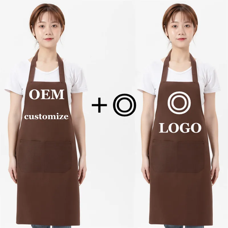 oem custom design logo black unisex waiter cooking restaurant with pocket printing men and aprons for woman Factory wholesale