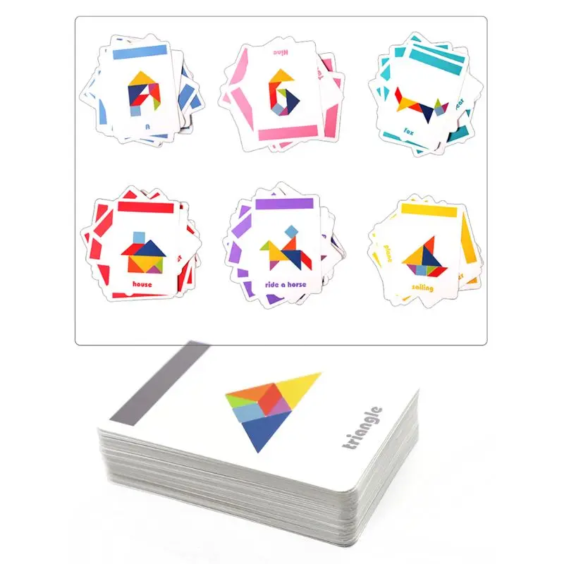 Деревянные головоломки набор Классический Tangram головоломки в железной коробке ребенок Фокус Обучение подарки 72XC
