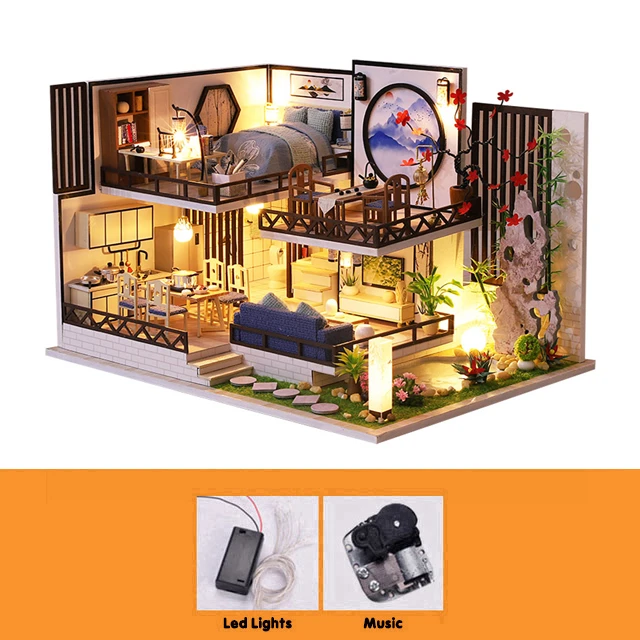 Furniture Diy Doll House Wooden Miniature Doll Houses Furniture Kit Puzzle Handmade Dollhouse Craft Toys For Children Girl Gifts 8