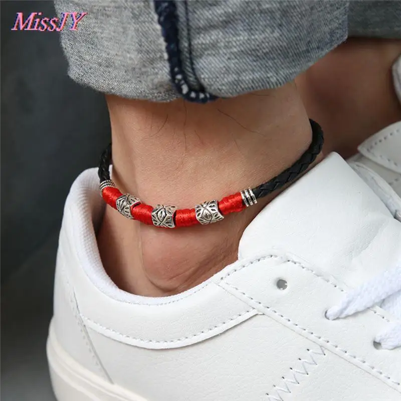 Adjustable Handmade Cool Simple Leaf Anklets Woven Adjustable Rope Lucky Foot Bracelet For Women Men Jewelry ankle chains silver anklet bracelet beads anklet fashion accessories toe foot bracelet