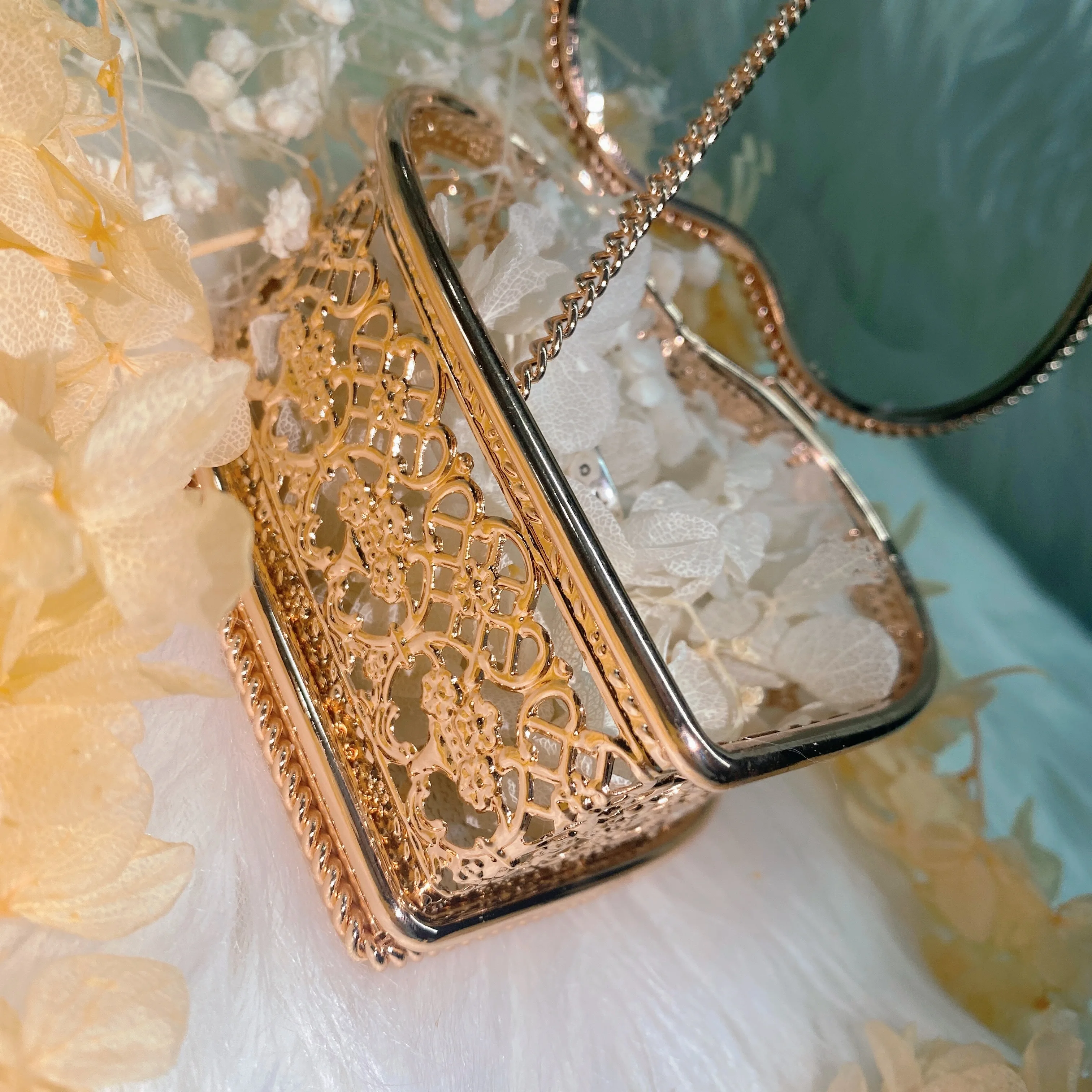 Custom Clear Glass Jewelry Box Valentine'S Gift Ring Box Necklace Storage Bride Party Wedding Decoration Personalized Gifts