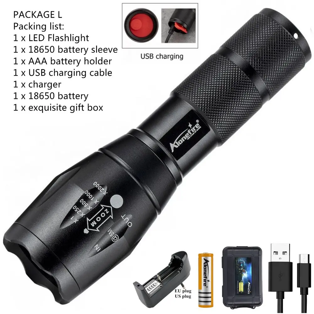 14500 Batterie Interne LED USB Rechargeable Lampe Torche Tools