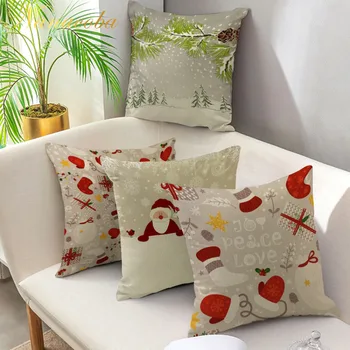 

Nanacoba Pillow Case Christmas Home Decor Throw Pillow Covers Cartoon Animal Printed Pilloecase Sofa Chair Cushion Cover 45*45cm