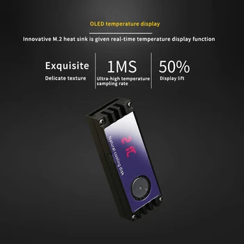 

M.2 SSD Heatsinks Aluminum Radiator with Temperature LED Digital Display for M.2 2280 SSD Cooling Cooler Thermal Pads