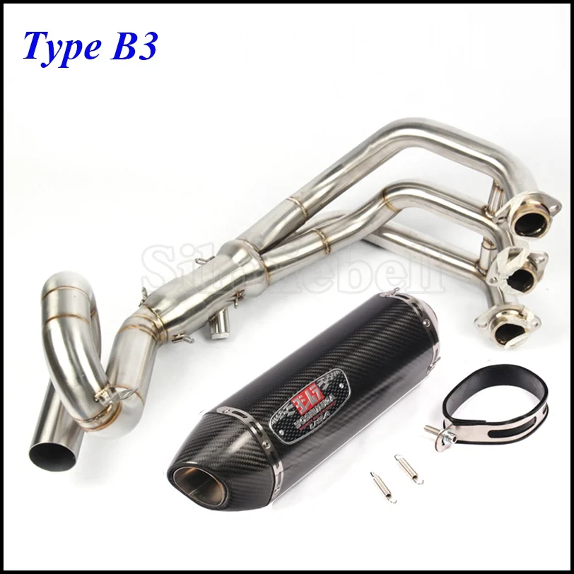 MT09 FZ09 мотоцикл Yoshimura глушитель труба передняя средняя звено трубы Полный побега мото системы для Yamaha MT-09 FZ-09 XSR900 - Цвет: Type B3