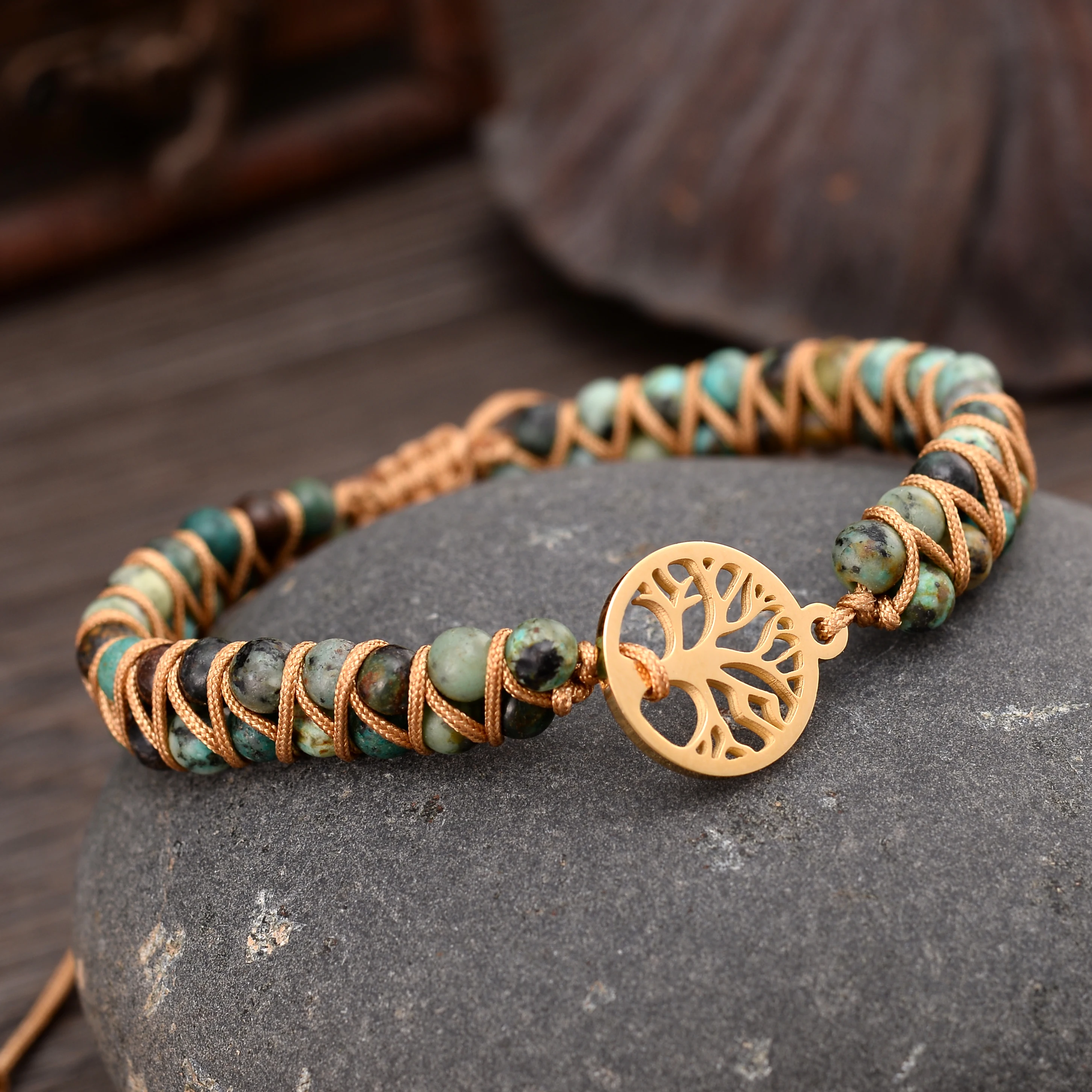 

New Charm Bracelets Africa Stone Golden Color Reiki Symbol Bracelets Yoga Friendship Lover Bracelet