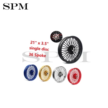 

21" x 3.5" Single Disc Front Wheel 36 Fat King Spoke Dyna Softail Touring Sportster Low Rider Electra Glide Nightster