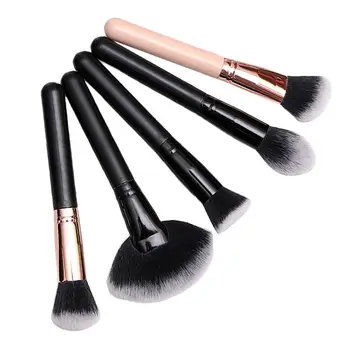 

5PCS Synthetic Fiber Plastic Handle Powder Brushes Cosmetic Brushes Set Makeup Tools