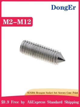 

DIN914 [M2-M12] 304 Stainless Steel Grub Screws Cone Point Hexagon Hex Socket Set Screws A005