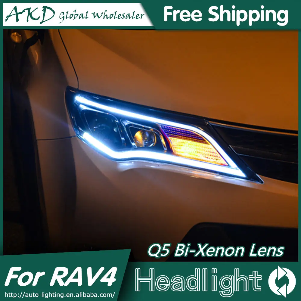 АКД автомобильный Стайлинг для Toyota RAV4 светодиодный фары 2014 2015 Новинка DRL Bi Xenon